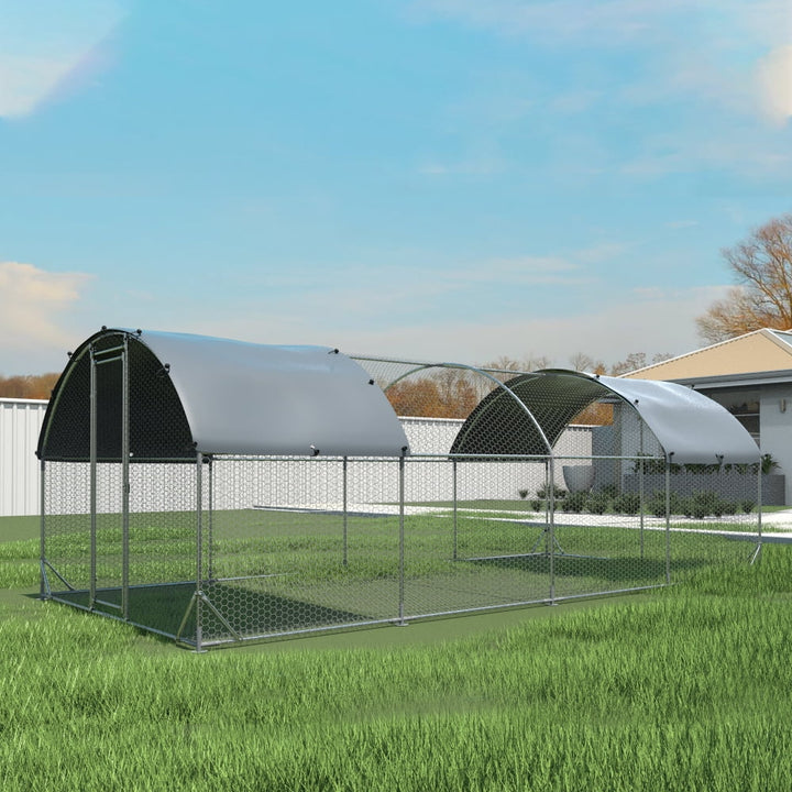 Upgraded Large Metal Chicken Coop with Steel Wire Reinforced Plastic Netting - Waterproof UV-Protected Oxford Cloth - Ideal Outdoor House for Ducks, Rabbits, Sheep, and Birds - Durable and Secure