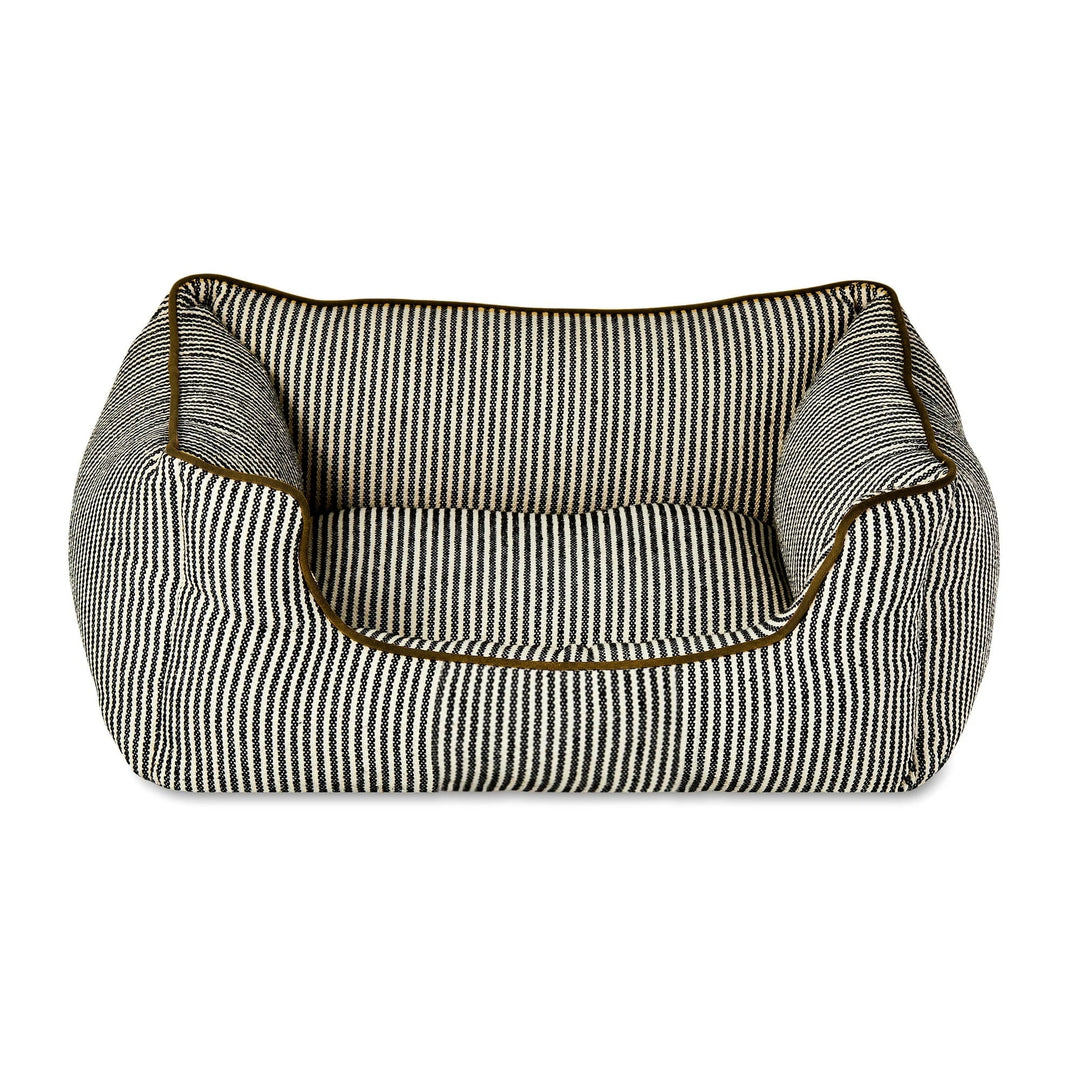 Vibrant Life High Wall Striped Bed for Dogs, High Walled Cuddler, Striped, Black & White, Medium, 27" x 21"