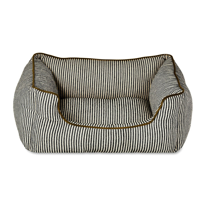 Vibrant Life High Wall Striped Bed for Dogs, High Walled Cuddler, Striped, Black & White, Medium, 27" x 21"