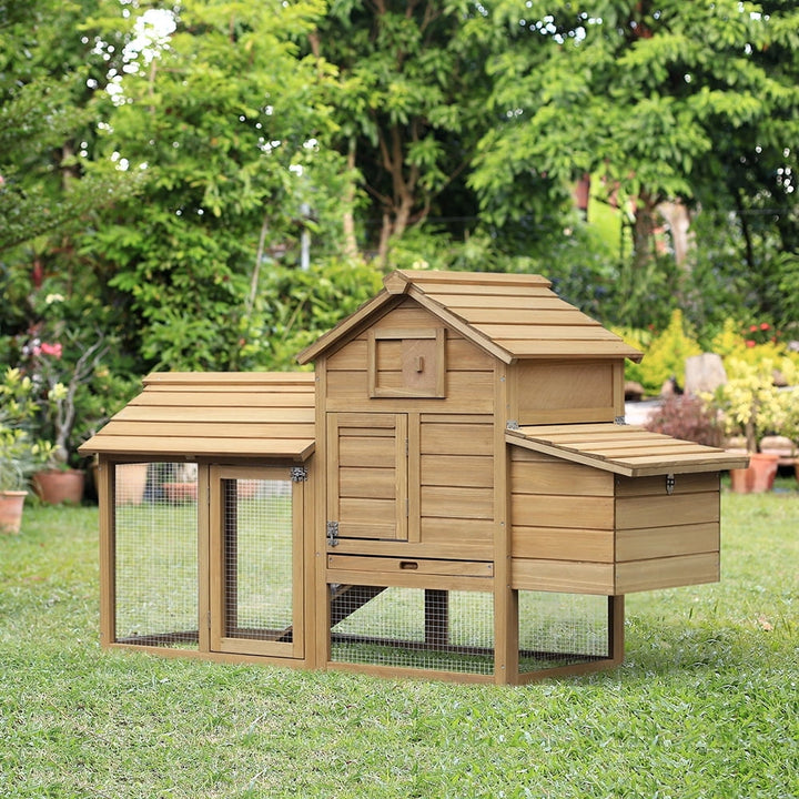 WRXNOOK 59" Wooden Chicken coop, Small Hen House with 2 Doors, Nesting Box & Removable Tray Poultry Cage for Outdoor Backyard