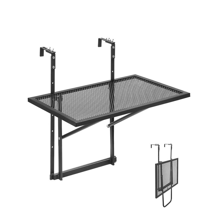 YYAo Outdoor Metal Balcony Table 19x24, Patio Rail Table with Adjustable Design, Perfect for Deck Seating, Durable & Stylish Outdoor Dining