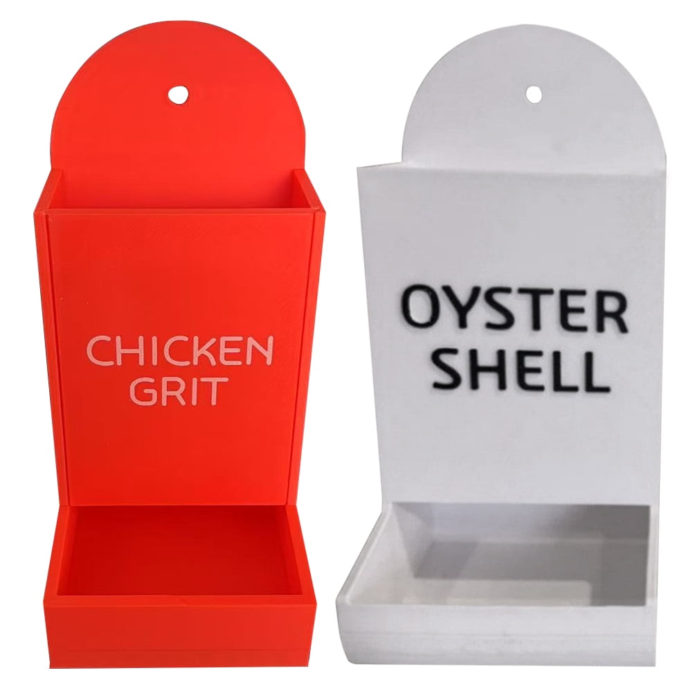Yiaieng Chicken Oyster and Grit Feeder Chicken No Waste Coop Accessories (Red-White)