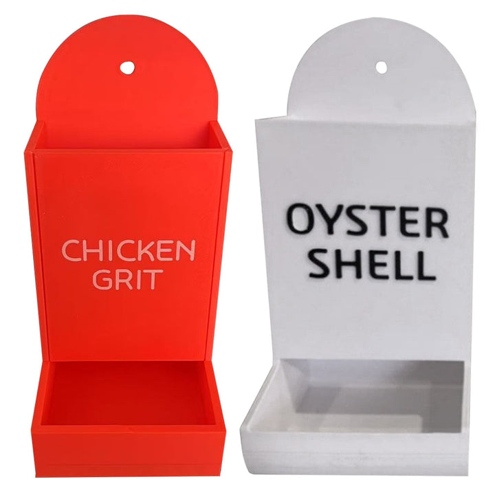 Yiaieng Chicken Oyster and Grit Feeder Chicken No Waste Coop Accessories (Red-White)