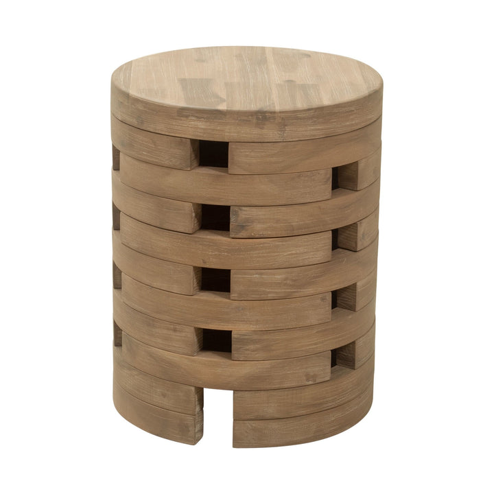 Mado Side Table Natural End Table, Modern Style, Painted Acacia Wood round shape tabletop, Acacia Wood, Outdoor Living