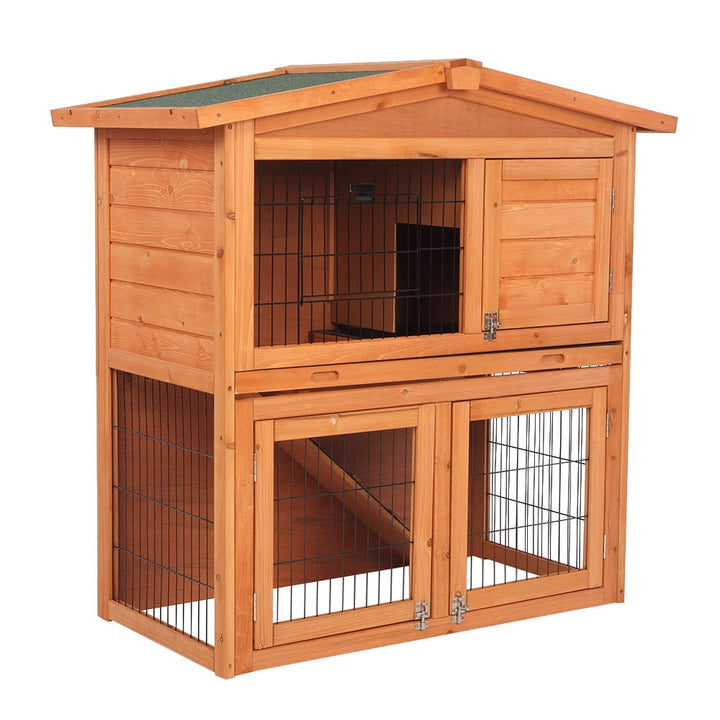 ZephyPaws  Chicken Coop Large Wooden Outdoor Bunny Rabbit Hutch Hen Cage with Ventilation Door,40" Triangle Roof Waterproof  Small House Chicken Coop Natu