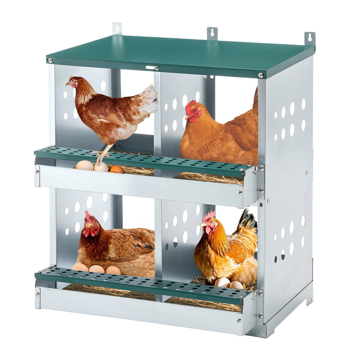Zephypaws 4 Compartments Wall Mount Chicken Nesting Boxes for Laying Eggs, Hen Nest Box Roll Away Chicken Laying Boxes, Green