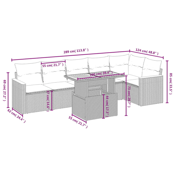 vidaXL Garden Sofa Set Black, Cream White