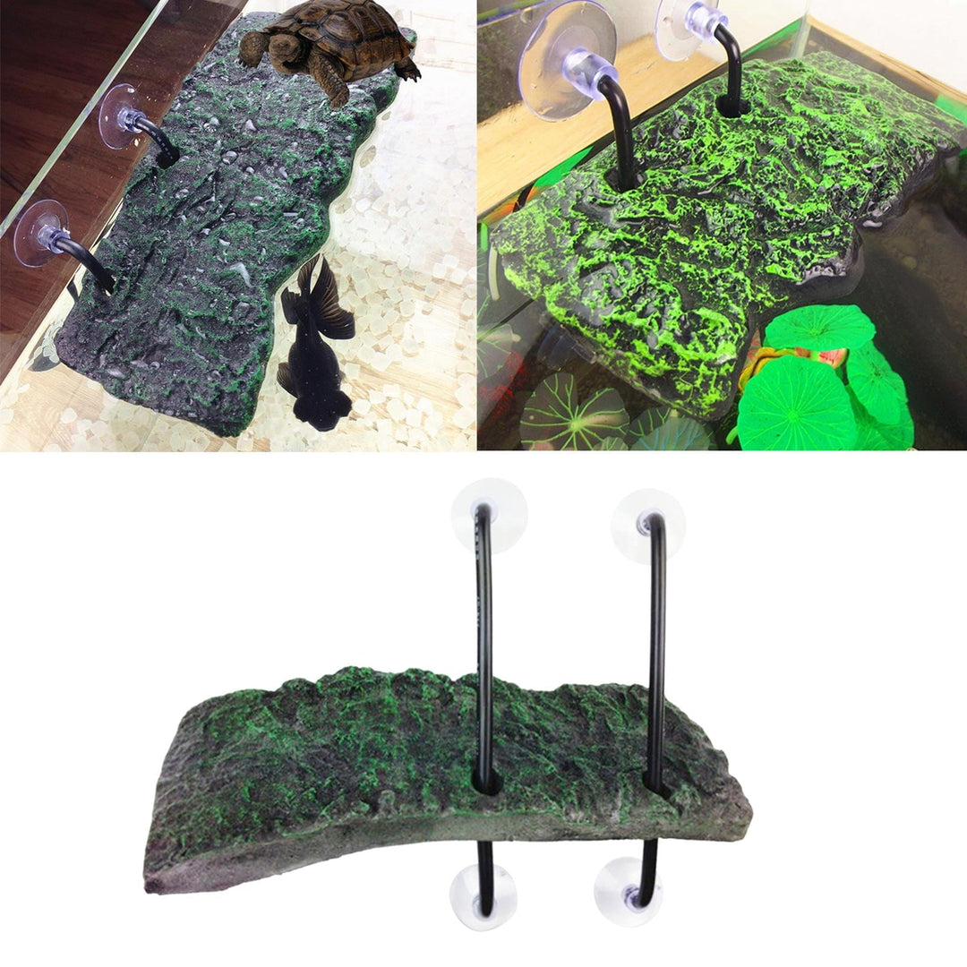 Ciwanning Floating for Turtle Basking Platform with Suction Cups Resin Island Dock for Aquatic Turtles Climbing Height Adjustable