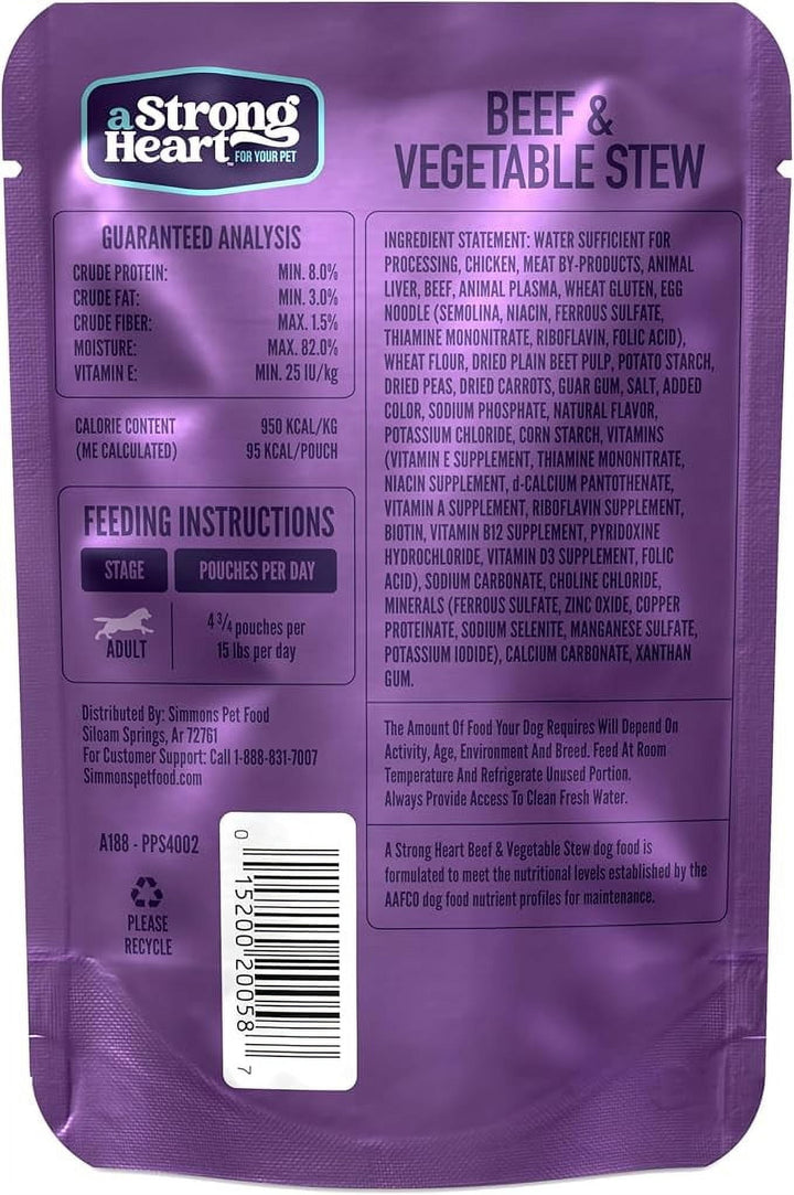 A Strong Heart Wet Dog Food Pouches, Chicken Casserole Dinner in Gravy, 3.5 oz Pouches (Pack of 24), Made in The USA with Real Chicken
