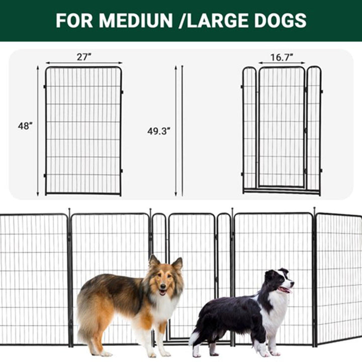 Lumiparty Metal Dog Playpen, 48" Height 8 Panels Dog Fence ,Heavy Duty Pet Puppy Exercise Pen, Portable Pet Playpen for Indoor Outdoor Rv Camping Garden Yard