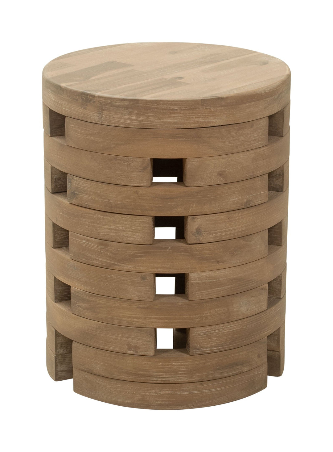 Mado Side Table Natural End Table, Modern Style, Painted Acacia Wood round shape tabletop, Acacia Wood, Outdoor Living