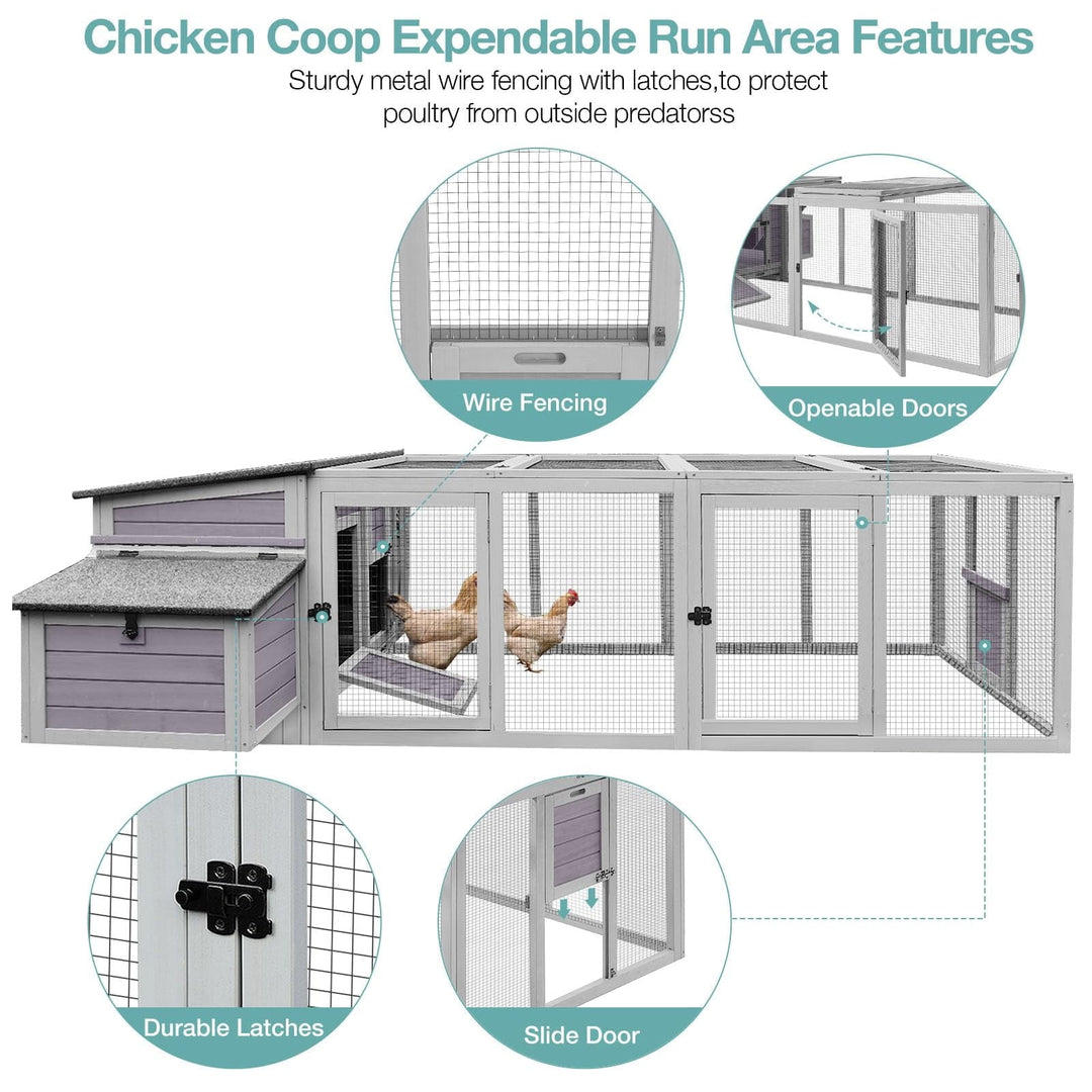 BUTINGLALE Chicken Coop Large Wooden Chicken House for Outdoor 103" Poultry Cage with Nesting Box, 4-6 Chickens