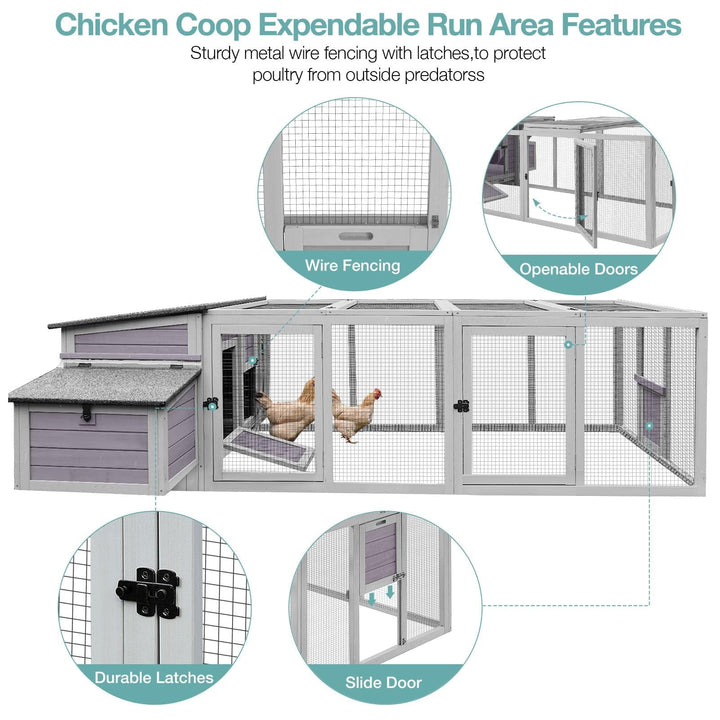 BUTINGLALE Chicken Coop Large Wooden Chicken House for Outdoor 103" Poultry Cage with Nesting Box, 4-6 Chickens