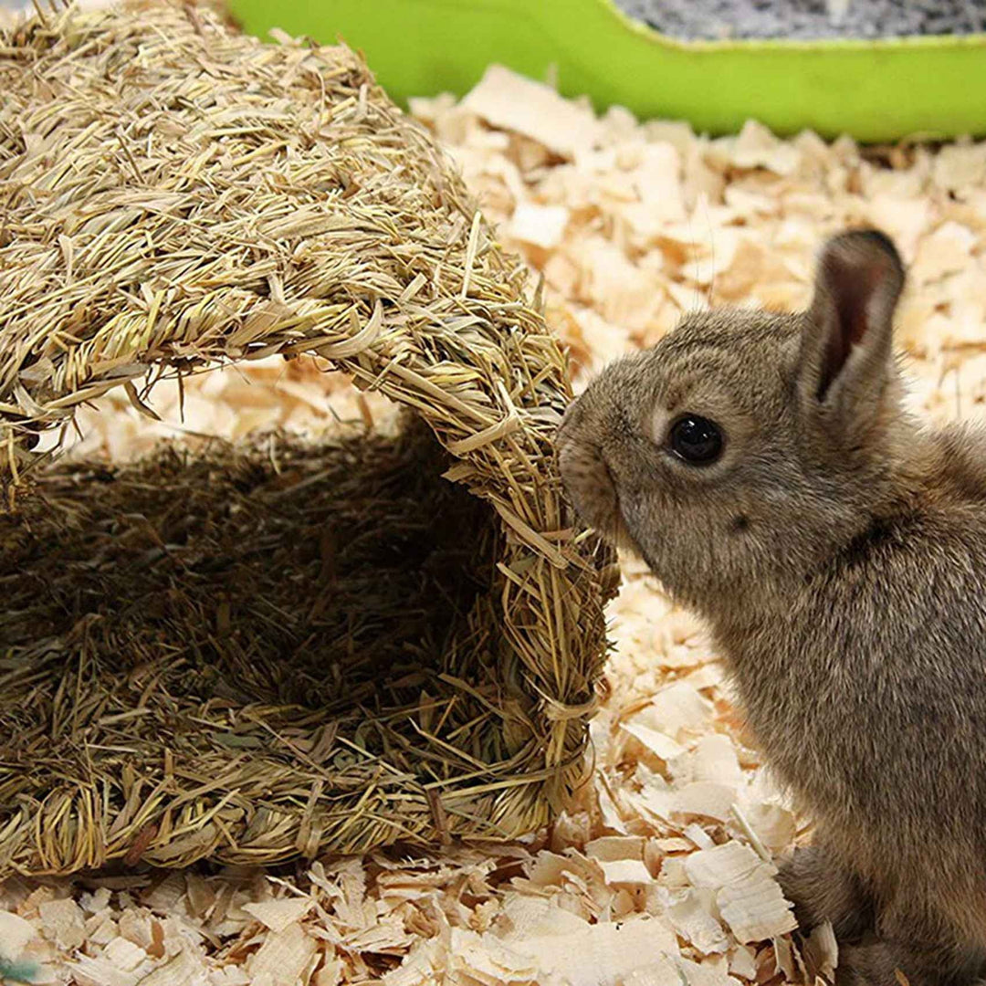 2X Grass House Tunnel Hutch Woven Hut for Laying Or Sleeping Edible Chew Home for Rabbits and Small Animals