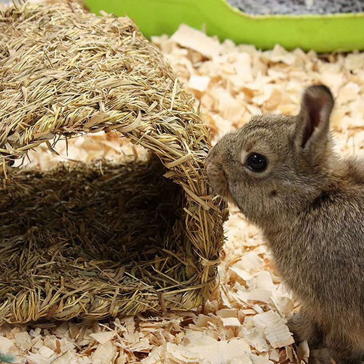 2X Grass House Tunnel Hutch Woven Hut for Laying Or Sleeping Edible Chew Home for Rabbits and Small Animals