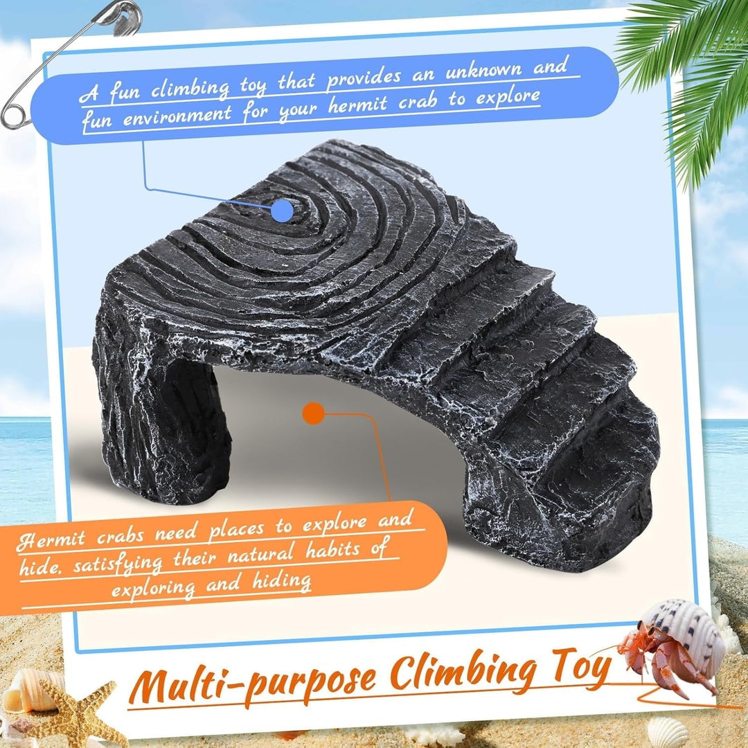 Hermit Crab Climbing Toys,Resin Hermit Crab Hideout,Hermit Crabs Tank Accessories Decor,Climbing Hideout Toy for Hermit Crabs Lizard Chameleon Hamster (Grey, 4.33 x3.74 x1.96in)