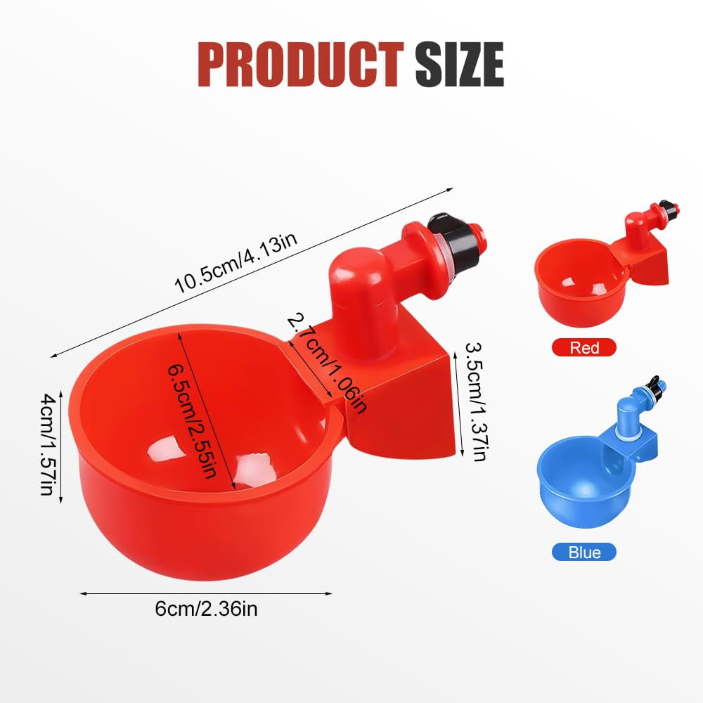 Automatic Chicken Water Cup Bird Coop 2025 New Chicken Waterer, Chicken Feeder and Waterer Set, Feeder Cups for Chicken Duck Goose (Red)