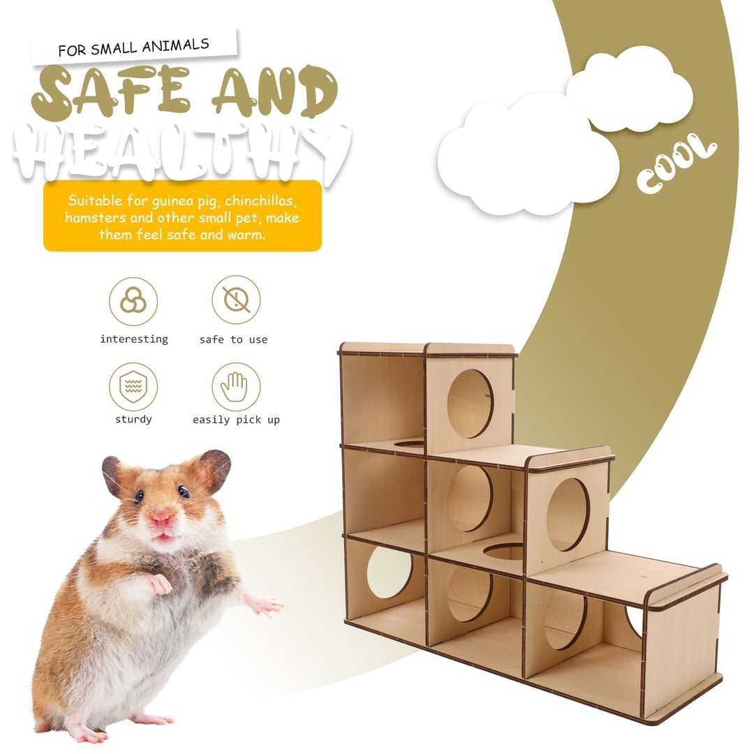 IDEANATEGRATE Hamster House Wooden Beige Dwarf Hamsters Pet Habitat Enhancement 1Pcs 11.8X9.3X4.1in