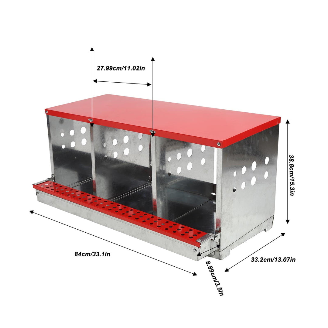 Chicken Coop, 3 Compartment Large Space Chicken Nesting Box Galvanized Iron Plate Easy To Assemble  For Egg Collection