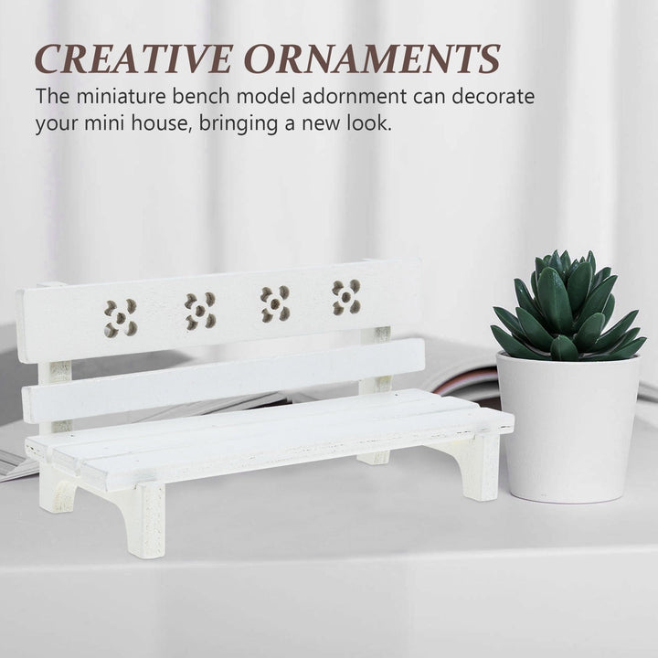 TINKSKY Micro Landscaping Decor Small Bench Miniature Garden Bench White Plastic 1Set Rustic Scene Layout