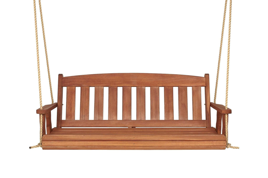 Amish Heavy Duty 800 Lb Mission Treated Porch Swing with Hanging Chains (5 Foot, Cedar Stain)