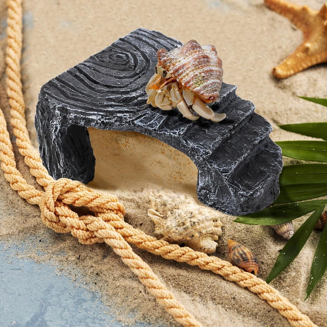 Hermit Crab Climbing Toys,Resin Hermit Crab Hideout,Hermit Crabs Tank Accessories Decor,Climbing Hideout Toy for Hermit Crabs Lizard Chameleon Hamster (Grey, 4.33 x3.74 x1.96in)