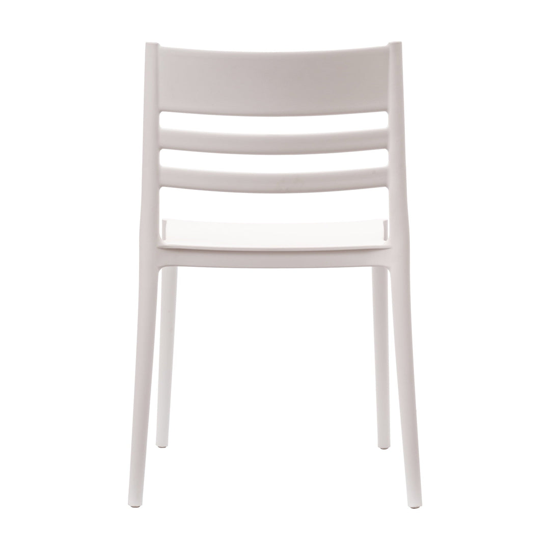 Flash Furniture Indoor-Outdoor Stacking Patio Chair with Slatted Backrest, Commercial All-Weather Resin Chair in White