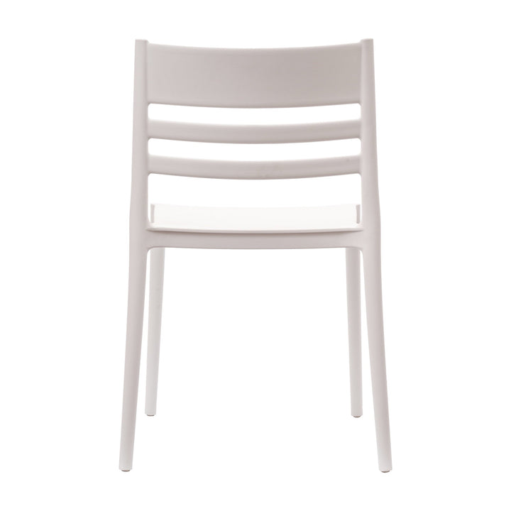 Flash Furniture Indoor-Outdoor Stacking Patio Chair with Slatted Backrest, Commercial All-Weather Resin Chair in White