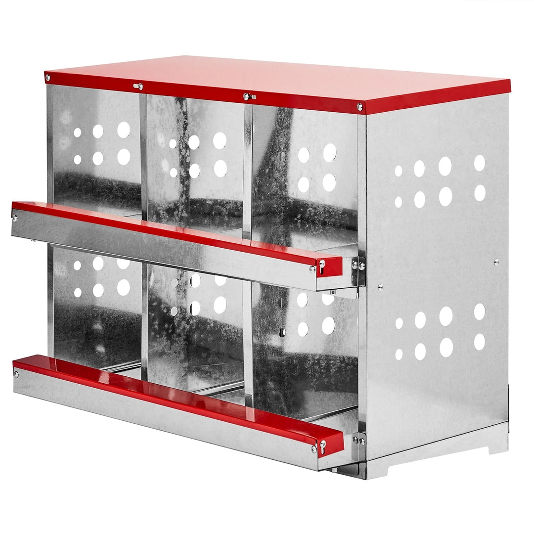 6-Compartment Hen Nesting Box, Roll-Out Design with Basket, Chicken Coop Laying Box