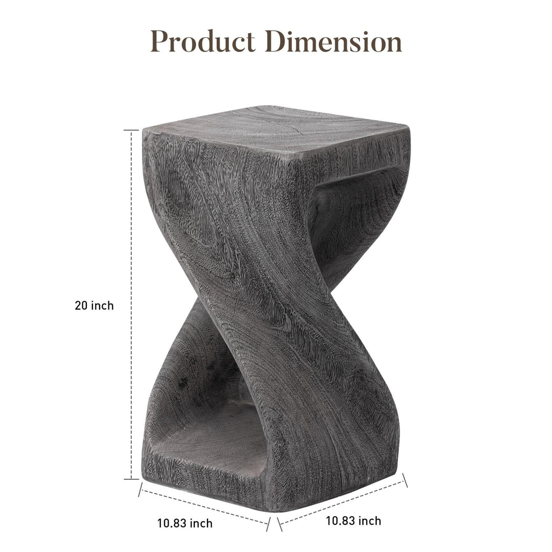 MOALCOFER Concrete Outdoor Side Table,Square Twisted Patio Side Table with Faux Wood Grain
