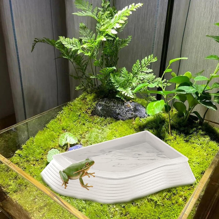 Turtle Water Basin with Steps,Non-slip Multi-purpose Turtle Reptile Pool,Simulate the natural growth environment of turtles Pool, Aquarium Waters Tray for Amphibia