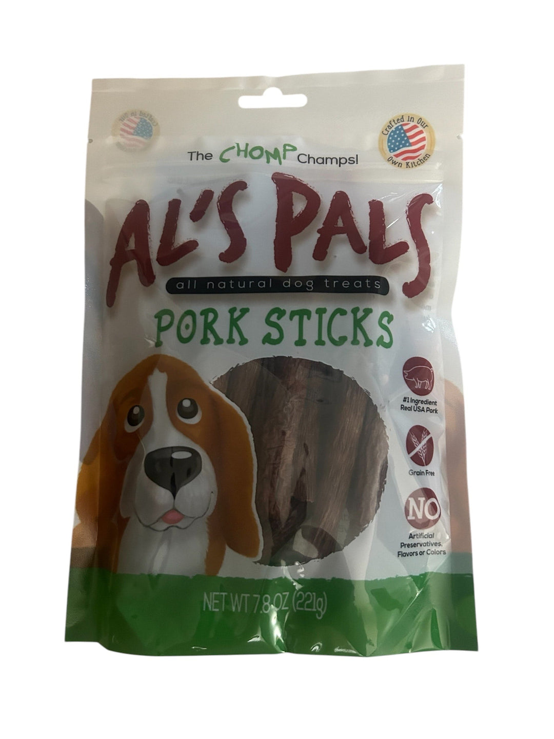 Al's Pal All Natural Dog Treats Bundle - Al's Pals Chicken Sticks 7.8 oz, Al's Pals Beef Sticks 7.8 oz, Al's Pals Pork Sticks 7.8 oz, bundled with Eselect Bag Clip
