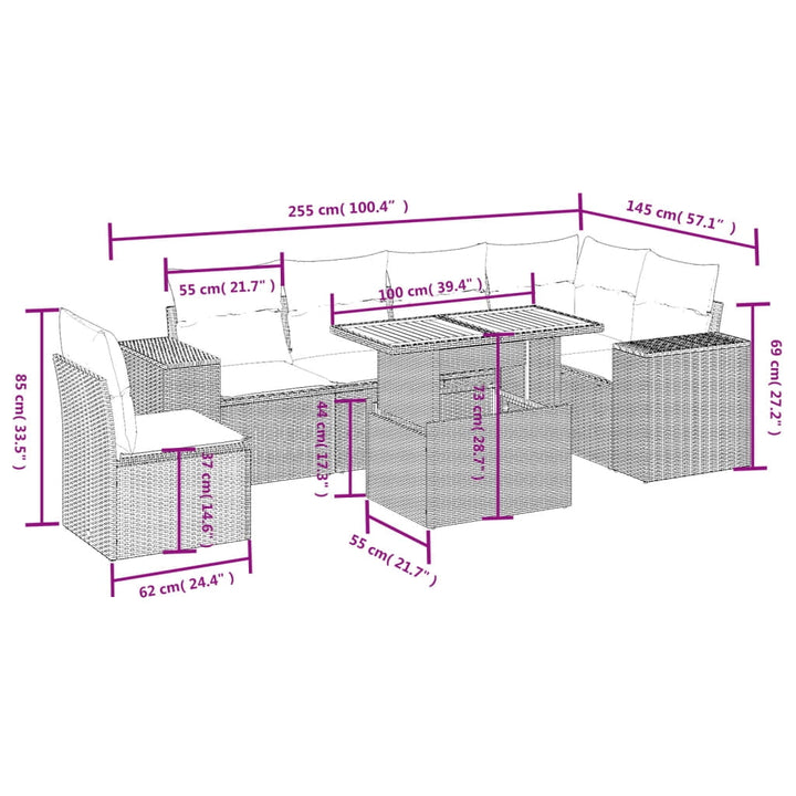 vidaXL Garden Sofa Set Black PE rattan Large Modular Garden Sofa Set