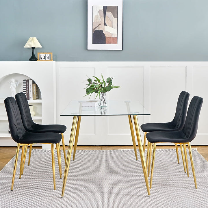 Modern Simple Light Luxury Dining Chair Home Bedroom Stool Back Dressing Chair Student Desk Chair Gold Metal Legs(set Of 4)