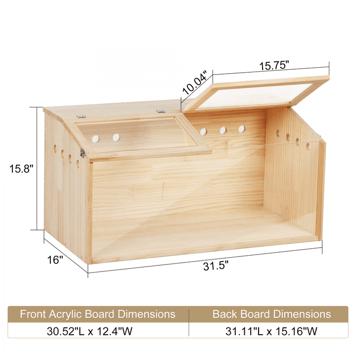 Wooden Hamster Cage, 31.5" Transparent Small Animal Cage Habitat Hutch for Siberian Hamster, Guinea Pig, Gerbils,Little Rabbits