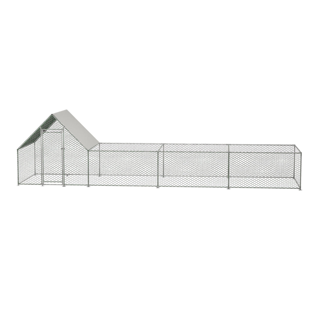 26'Lx6.7'Wx6.6' ft Metal Chicken Coop Run Backyard Hen House Poultry Habitat Cage w/Cover
