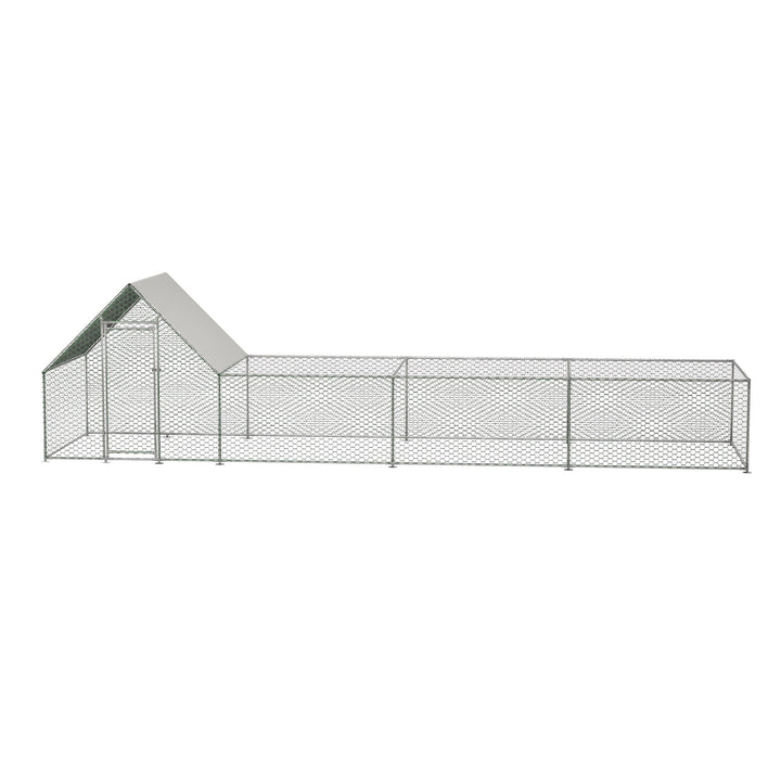 26'Lx6.7'Wx6.6' ft Metal Chicken Coop Run Backyard Hen House Poultry Habitat Cage w/Cover