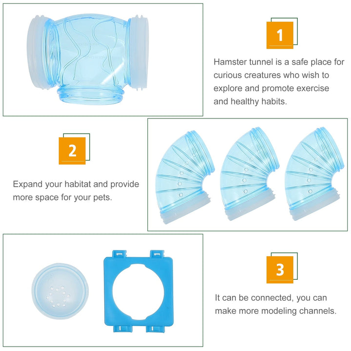 Blue Plastic Hamster Cage Tube for Pet Use DIY Tailored Tunnel Toy Expandable