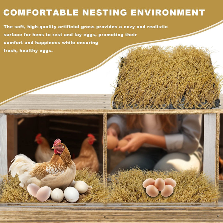HOTSOUL 36 Pack Chicken Nesting Pads, 12x12 inch Yellow Artificial Grass Nesting Box Liners, Washable & Reusable Hen Nest Mats, Soft and Durable Coop Bedding