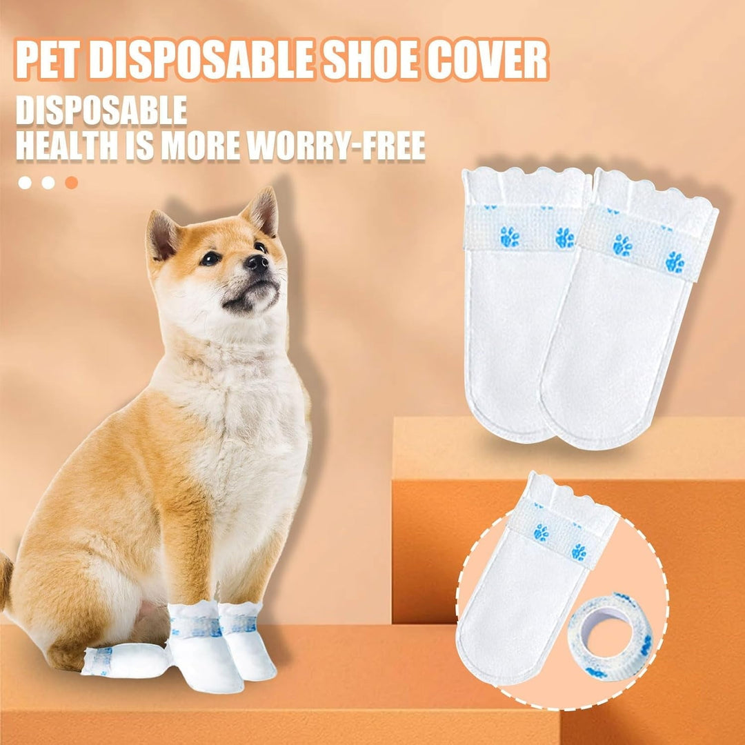 20 Pcs Disposable Dog Shoes, Dog Boots for Injured Paws Waterproof Disposable Dog Socks Paws Stop Licking with Self Adhesive Bandage Dog Shoes for Injured Paws for Indoor Outdoor Walking (L)