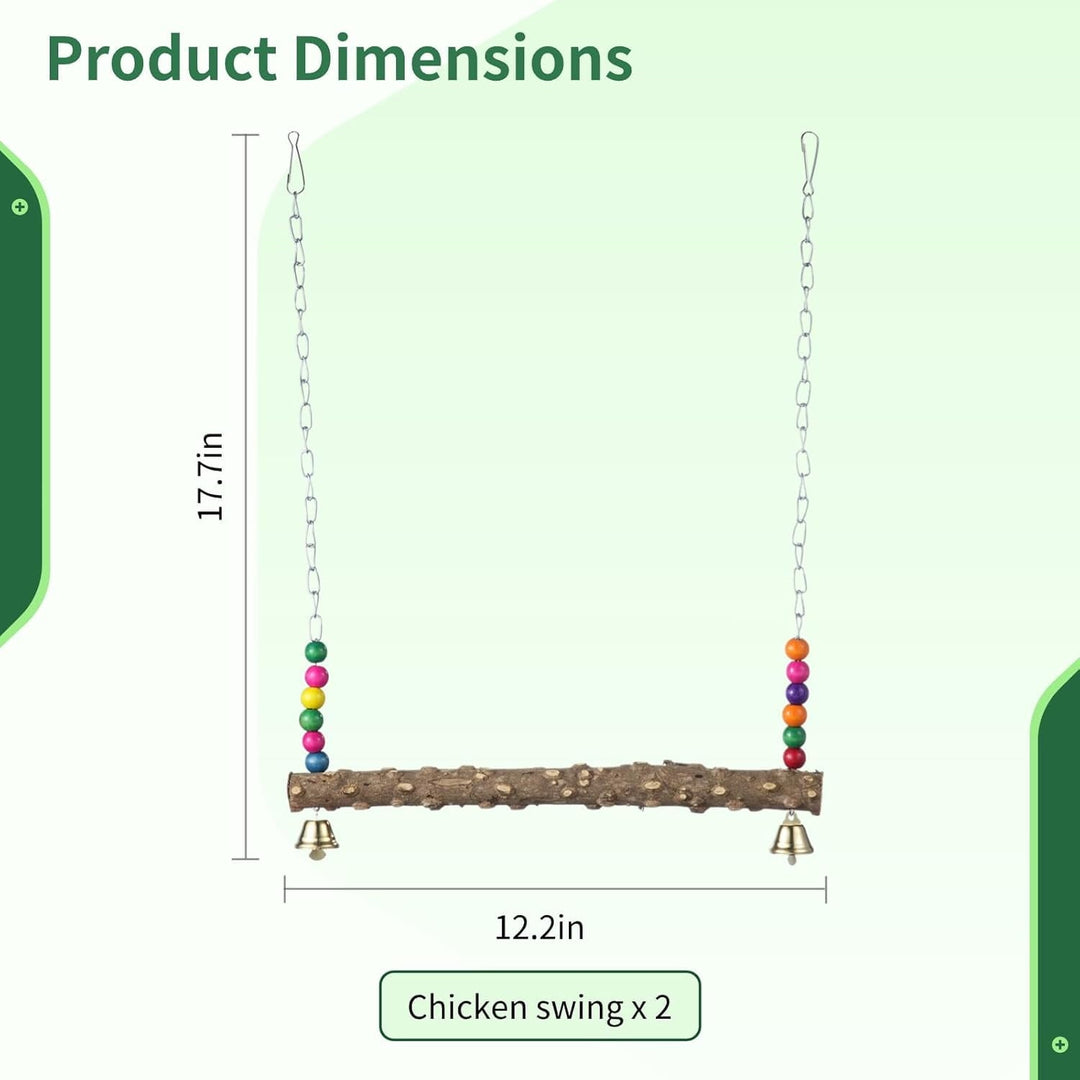 2Pcs Chicken Bird Swing, Chicken Perch, Natural Wooden Swing Toys, Chicken Coop Accessories for Chicken Bird, Parrot, Hens