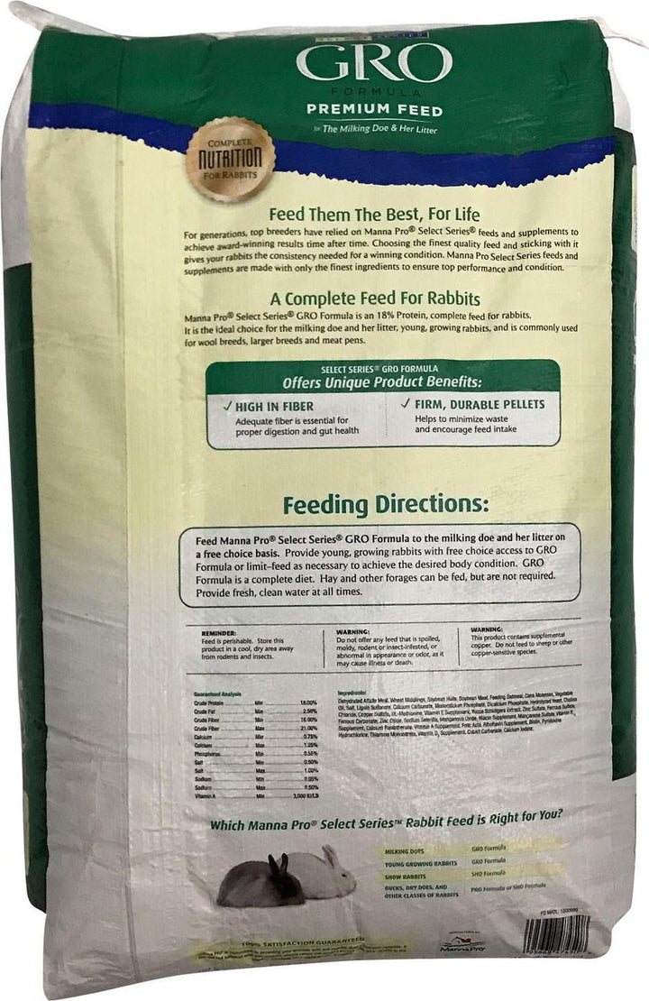 Manna Pro Select Series GRO Formula Rabbit Feed, 50 lb.