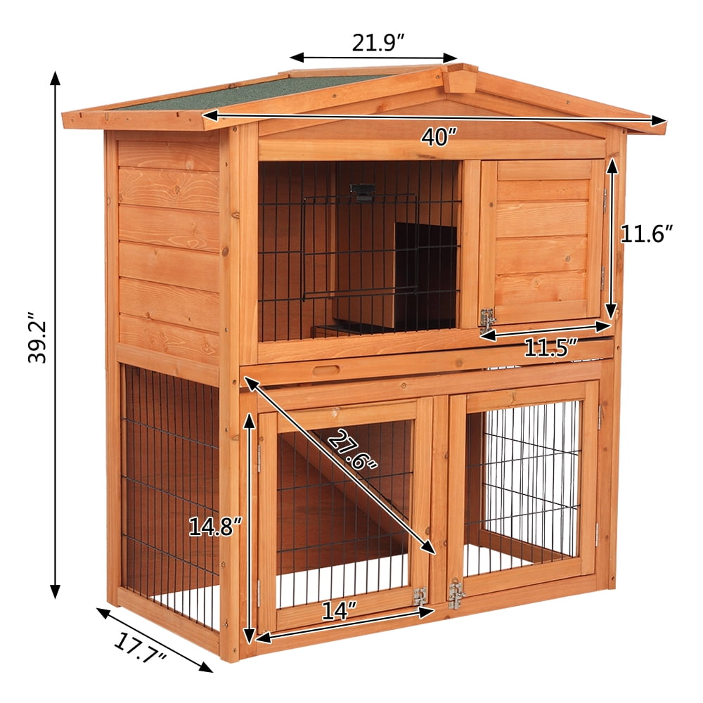 ZephyPaws  Chicken Coop Large Wooden Outdoor Bunny Rabbit Hutch Hen Cage with Ventilation Door,40" Triangle Roof Waterproof  Small House Chicken Coop Natu
