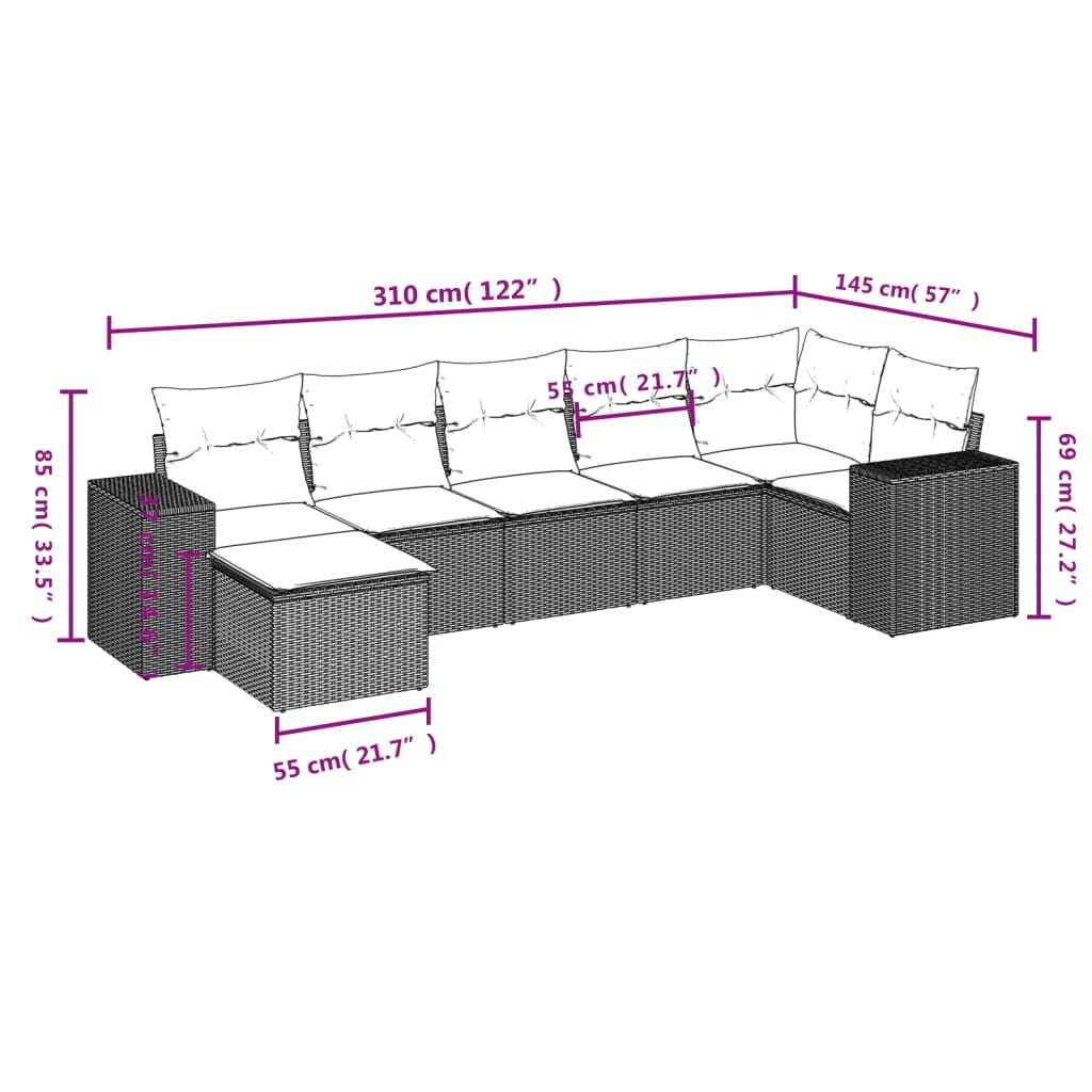 vidaXL Garden Sofa Set Black, Cream White