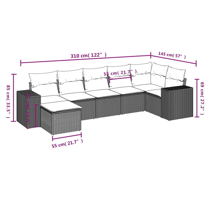 vidaXL Garden Sofa Set Black, Cream White