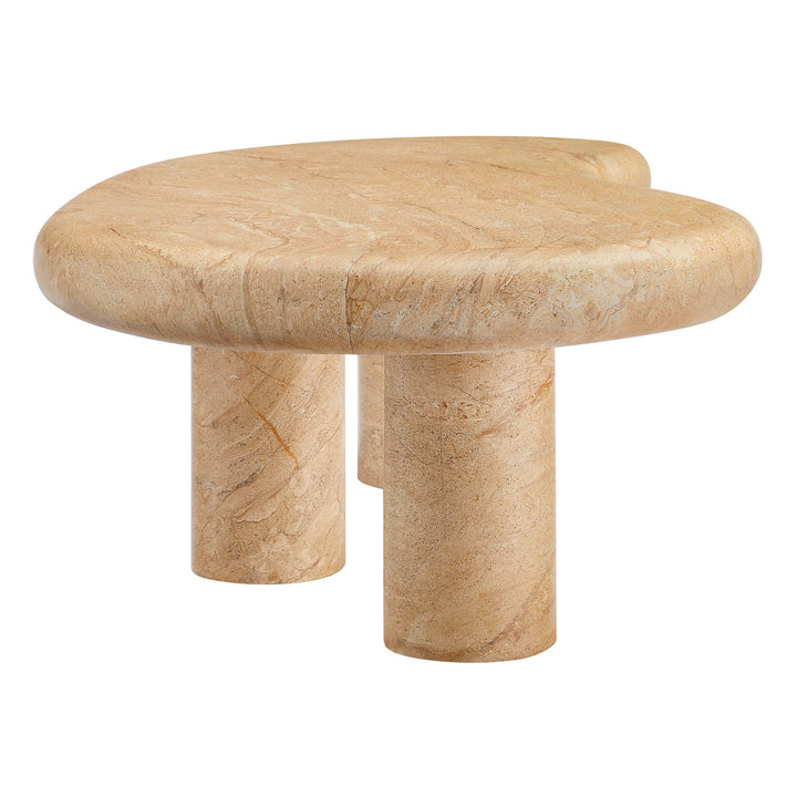 Coffee Side Table, Brown, Faux Stone Concrete, Outdoor Patio Balcony Cafe Bistro Garden Hospitality Restaurant, Modern Contemporary, HB37585