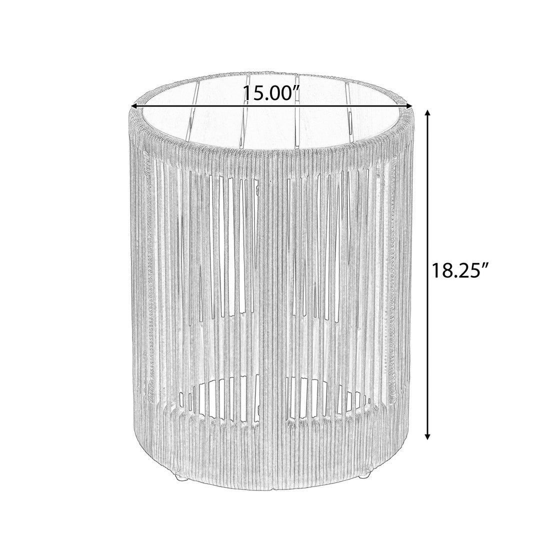 Christopher Knight Home 15" Round Side Table, Acacia Wood Top with Rope & Iron Base, Grey