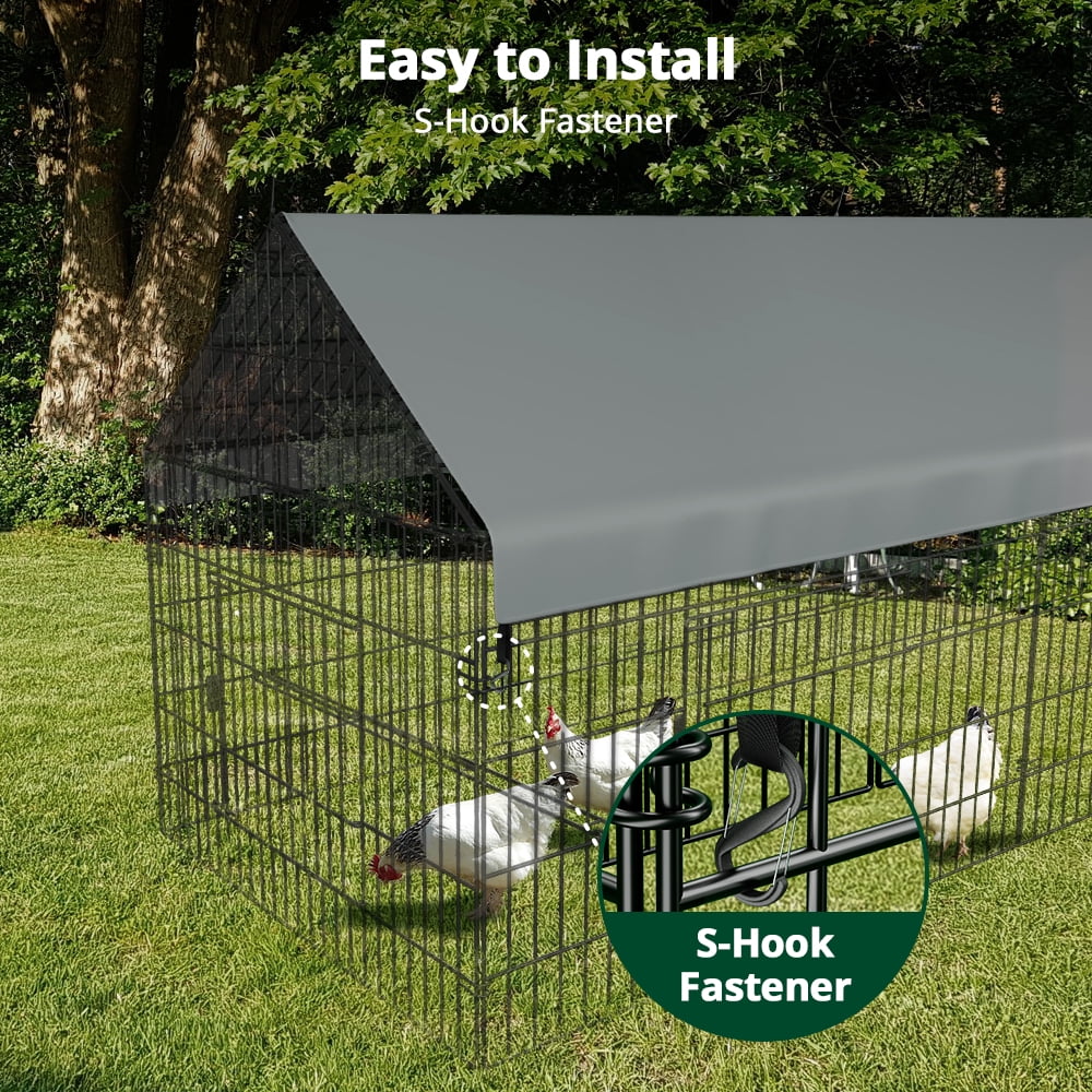 Chicken Coop UV Protection Waterproof Cover for Wire Crates, DOMIPET Cage Yard Kennel Outdoor Protection