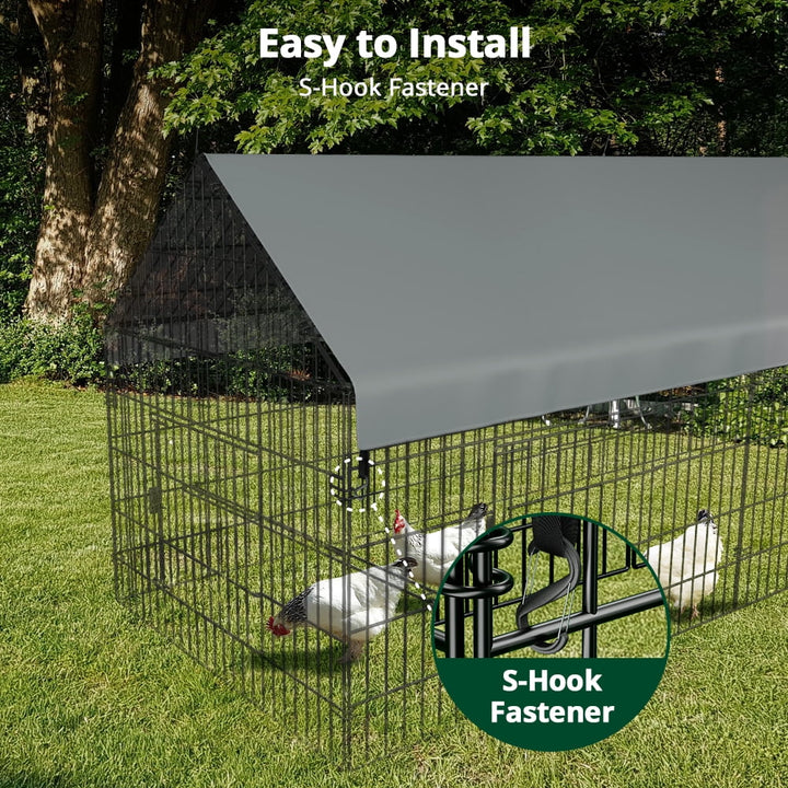 Chicken Coop UV Protection Waterproof Cover for Wire Crates, DOMIPET Cage Yard Kennel Outdoor Protection