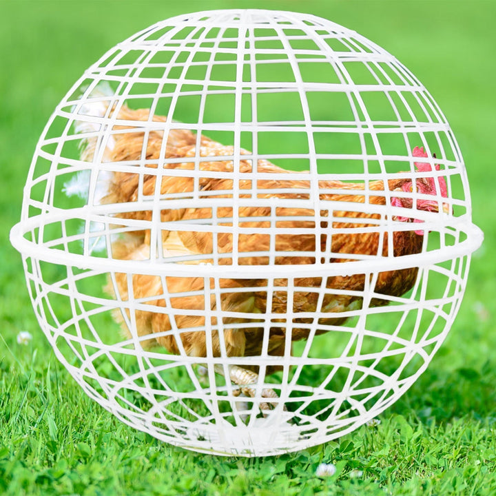2 Pcs Chicken Balls Cage for Outside, Movable Chicke Coops, Sturdy & Safe & Roomy, Plastic Rolled Cage for Free-Range Pigeons, Rabbits, Ducks, Chicken, White 7.87 Inch